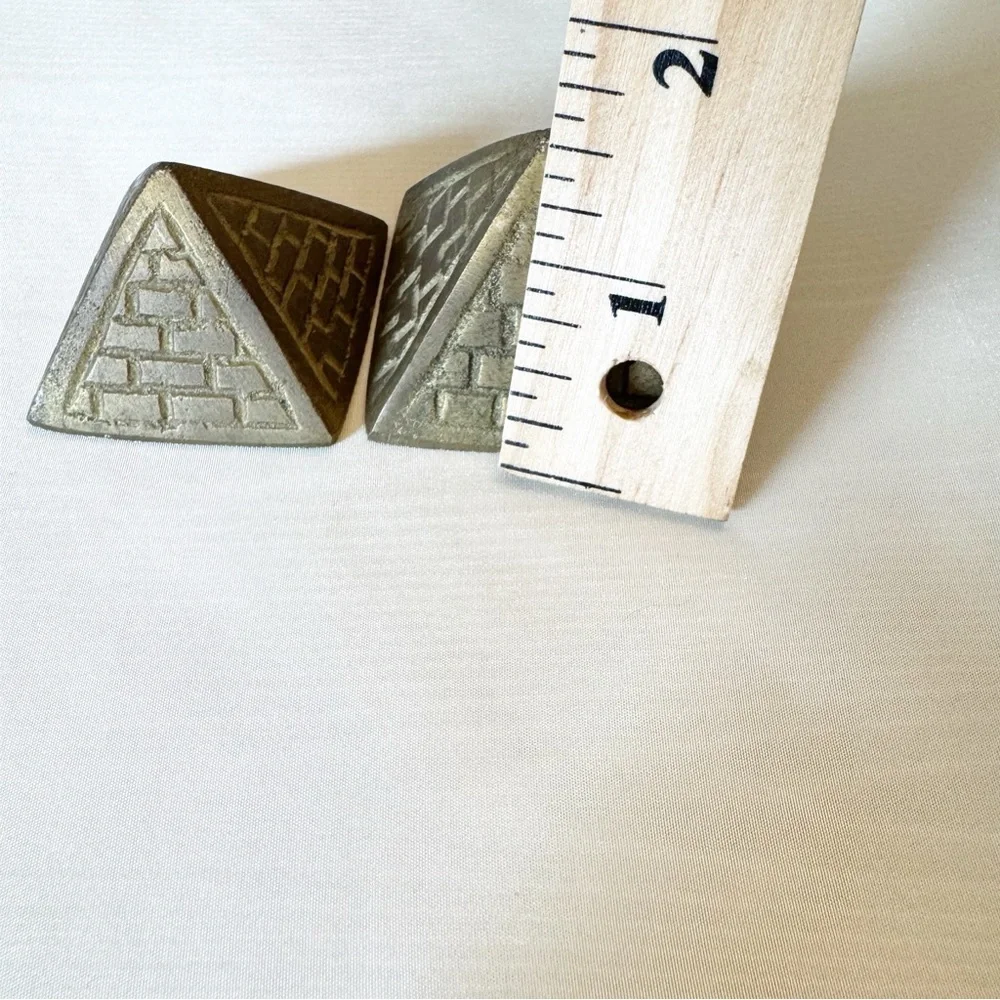 Vintage Small Brass Pyramids Etched Paperweight